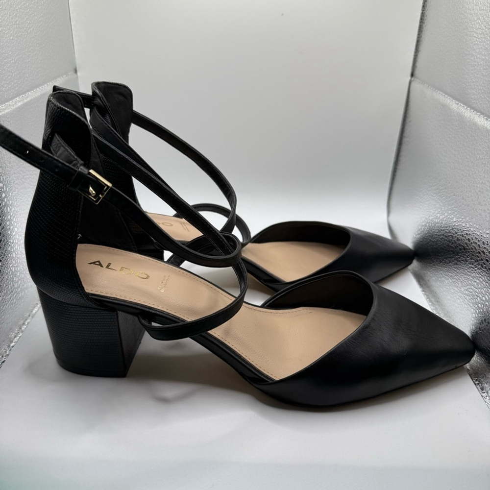 Aldo Black Elegant Heels Ankle Straps Women’s 10 - Picture 6 of 11